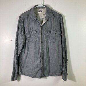 Mens Converse One Star Long Sleeve Waffle Cotton Button Shirt‎ Gray M